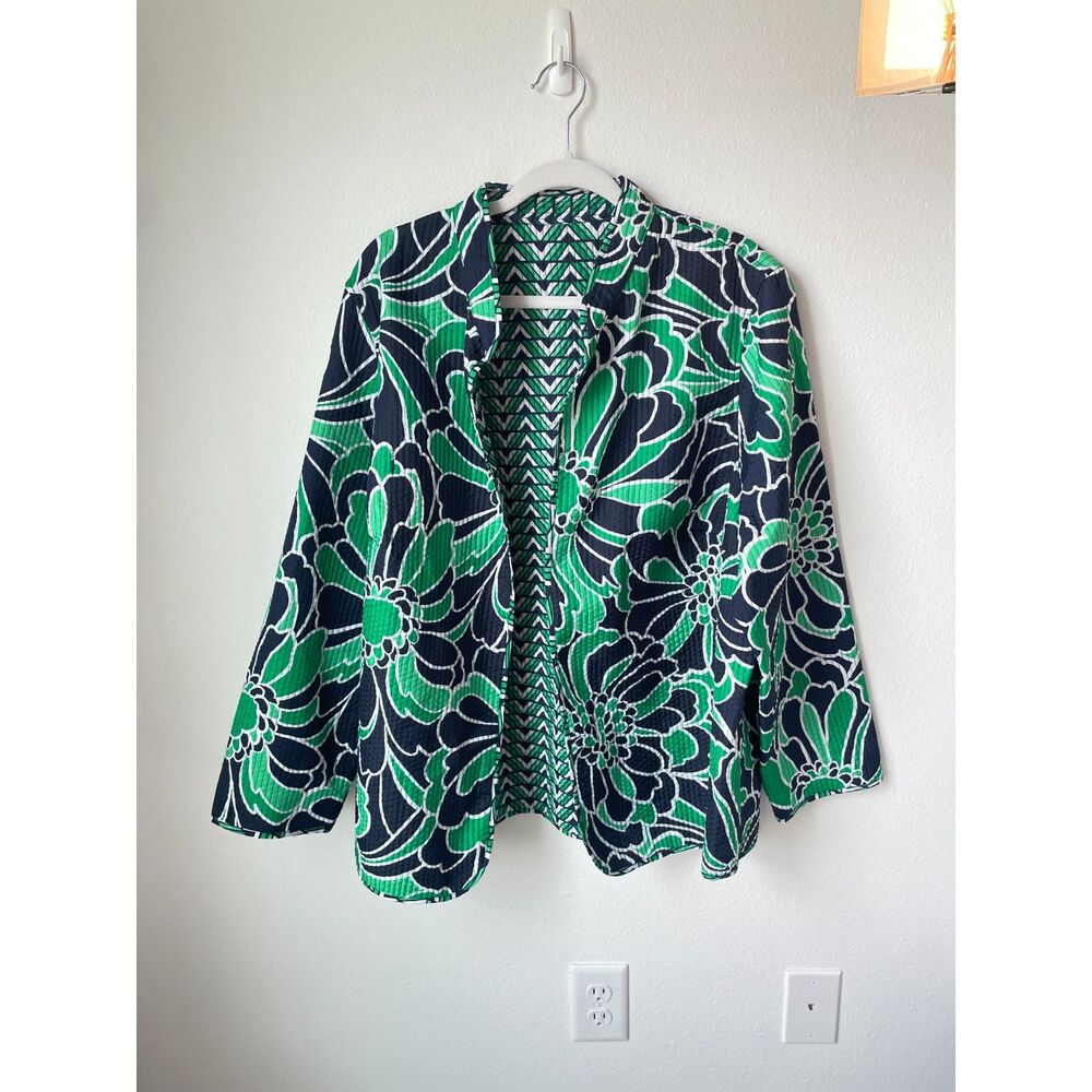 RETRO MOD Reversible Quilted Jacket Vintage 70s Floral Geometric Blazer